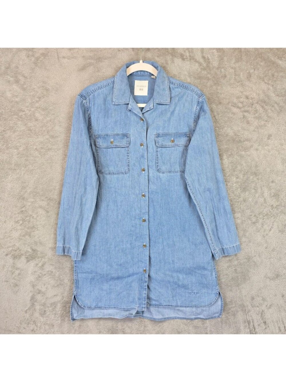 JW Anderson Shirt Dress Womens XS Blue Denim Collared Long Sleeve Pockets